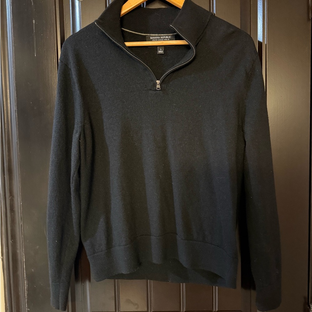 Banana Republic Men's Black Zip-Up Sweater